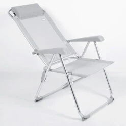 AKTIVE - Chaise Pliante Haute Avec Dossier Haut Réglable 5 Positions, Gris -Plein Air Boutique aktive chaise pliante haute avec dossier haut reglable 5 positions gris 2