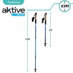 AKTIVE Jeu De 2 Bâtons De Trekking En Aluminium 67-135 Cm, Noir Et Bleu -Plein Air Boutique aktive jeu de 2 batons de trekking en aluminium 67 135 cm noir et bleu 5