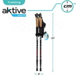 AKTIVE Jeu De 2 Bâtons De Trekking En Aluminium 67-135 Cm, Noir Et Bleu -Plein Air Boutique aktive jeu de 2 batons de trekking en aluminium 67 135 cm noir et bleu 6