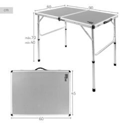 AKTIVE - Table De Camping Pliante, Réglable En 2 Hauteurs, 90x60x40/70 Cm, Gris -Plein Air Boutique aktive table de camping pliante reglable en 2 hauteurs 90x60x4070 cm gris 3