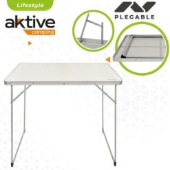 AKTIVE - Table Pliante En Aluminium Et Bois. Table De Camping 80x60x70 Cm -Plein Air Boutique aktive table pliante en aluminium et bois table de camping 80x60x70 cm 2