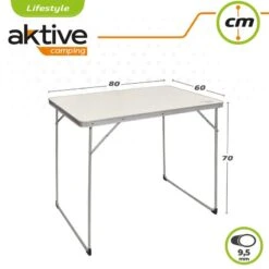 AKTIVE - Table Pliante En Aluminium Et Bois. Table De Camping 80x60x70 Cm -Plein Air Boutique aktive table pliante en aluminium et bois table de camping 80x60x70 cm 5