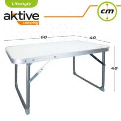AKTIVE - Table Pliante . Table Basse Blanche En Aluminium - 40x60x40 Cm -Plein Air Boutique aktive table pliante table basse blanche en aluminium 40x60x40 cm 3
