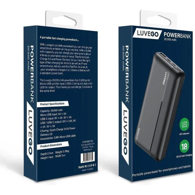 Batterie Externe Luvego 20 000 MAh - Compacte 4 Batterie Externe Luvego 20 000 MAh - Compacte – Image 2