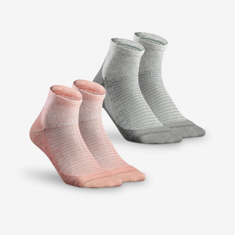 Quechua Chaussette Hike 100 Mid - Rose Et Gris- Lot De 2 Paires 3 Quechua Chaussette Hike 100 Mid - Rose Et Gris- Lot De 2 Paires
