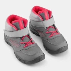 Quechua Chaussures De Randonnée Enfant Avec Scratch MH100 Mid Grise Rose Du 24 AU 34 -Plein Air Boutique chaussures de randonnee enfant avec scratch mh100 mid grise rose du 24 au 34 3