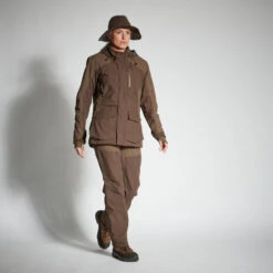 PANTALON CHASSE FEMME IMPERMEABLE 500 MARRON -Plein Air Boutique pantalon chasse femme impermeable 500 marron 5