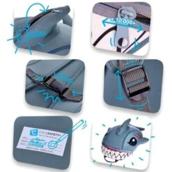 Sac à Dos Pour Enfants | Requin Gris | Crazy Safety | Testé Et Certifié -Plein Air Boutique sac a dos pour enfants requin gris crazy safety teste et certifie 2