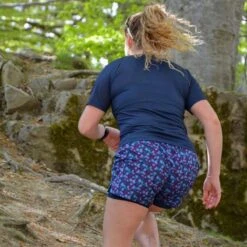 Short Course à Pied Femme Bleu Floral Ecoresponsable -Plein Air Boutique short course a pied femme bleu floral ecoresponsable 4