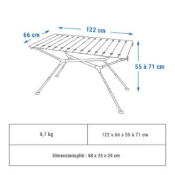 Quechua TABLE DE CAMPING COMPACTE 4/6 PERSONNES - PLATEAU BOIS - POCHE DE RANGEMENT -Plein Air Boutique table de camping compacte 46 personnes plateau bois poche de rangement 1