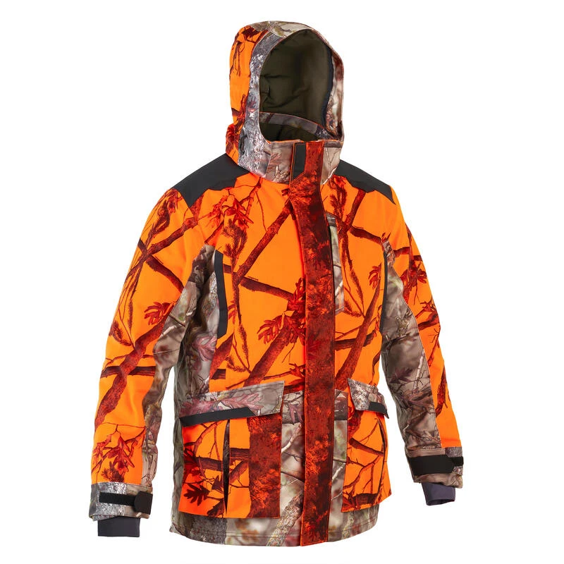 VESTE CHASSE POSTE IMPERMÉABLE CHAUDE 3 EN 1 CAMO FLUO 900 3 VESTE CHASSE POSTE IMPERMÉABLE CHAUDE 3 EN 1 CAMO FLUO 900