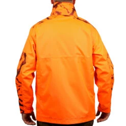 VESTE CHASSE RESISTANTE IMPERMEABLE ORANGE FLUO SUPERTRACK 100 -Plein Air Boutique veste chasse resistante impermeable orange fluo supertrack 100 4