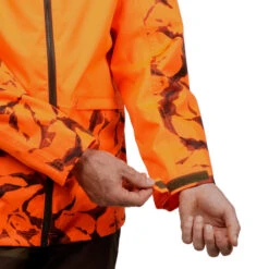 VESTE CHASSE RESISTANTE IMPERMEABLE ORANGE FLUO SUPERTRACK 100 -Plein Air Boutique veste chasse resistante impermeable orange fluo supertrack 100 7