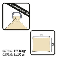 Voile D'ombrage Rectangulaire Aktive Garden Couleur Crème 8 Voile D'ombrage Rectangulaire Aktive Garden Couleur Crème -Plein Air Boutique voile dombrage rectangulaire aktive garden couleur creme 2