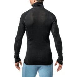 Woolpower Merino Base Layer Zip Turtleneck LITE - Noir -Plein Air Boutique woolpower merino base layer zip turtleneck lite noir 2
