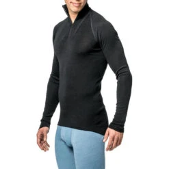 Woolpower Merino Base Layer Zip Turtleneck LITE - Noir -Plein Air Boutique woolpower merino base layer zip turtleneck lite noir 3