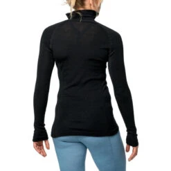 Woolpower Merino Base Layer Zip Turtleneck LITE - Noir -Plein Air Boutique woolpower merino base layer zip turtleneck lite noir 4